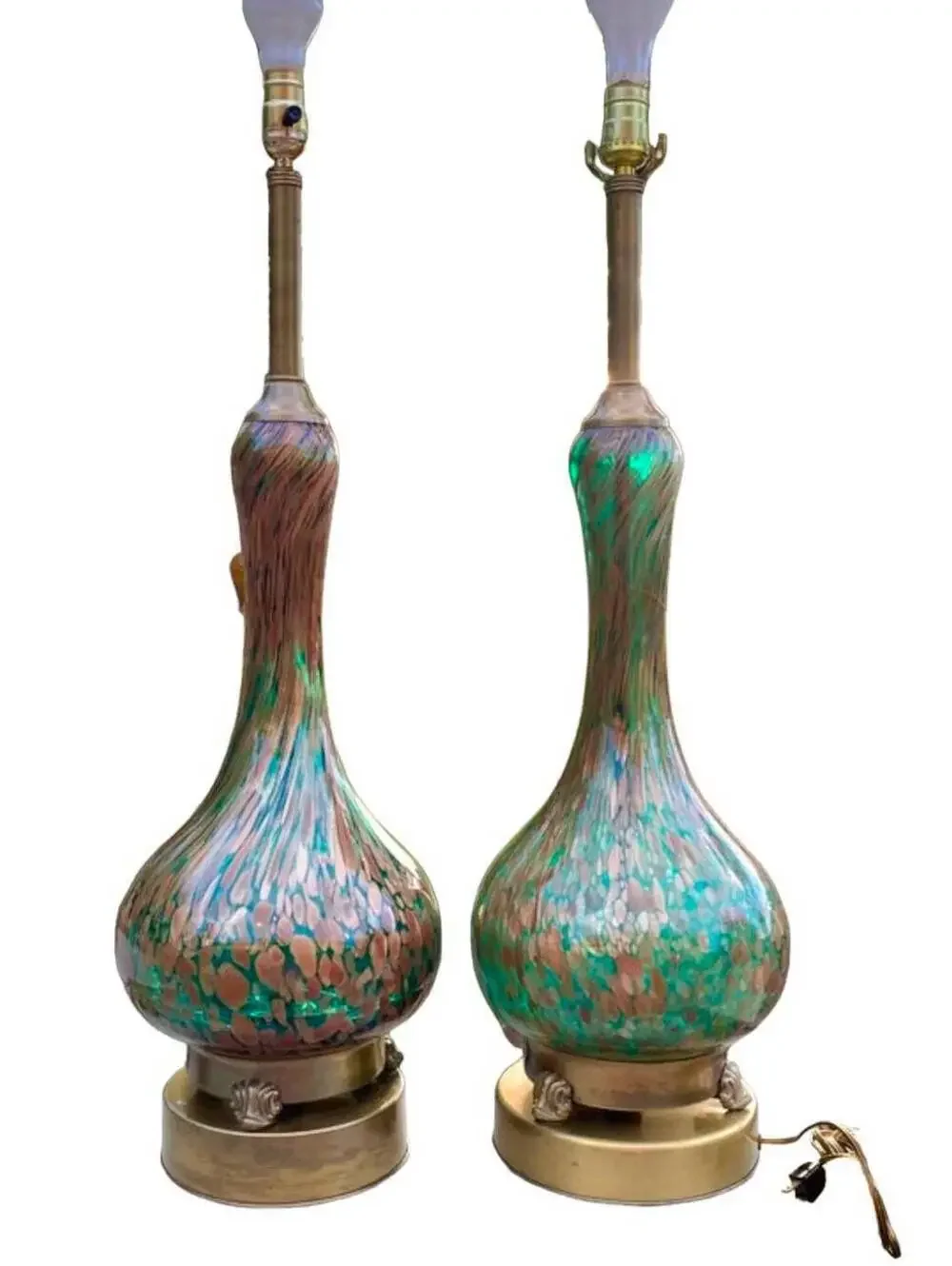 MCM Italy Fratelli Toso Murano Copper Aventurine Lamps Italy